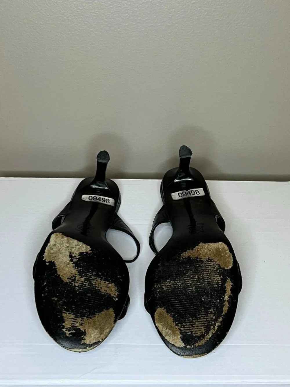 Via Spiga Black Leather Ring Accent Kitten Heel Sandals Women's 8 Italian